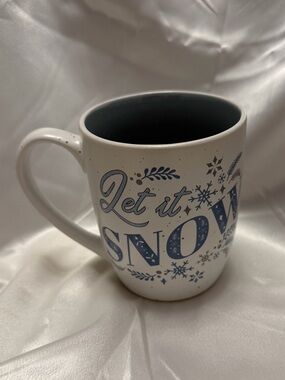 Peppermint and Pine Let It Snow Blue and White Mug
